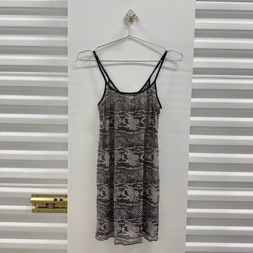 Victorias Secret Snakeskin Sheer Mesh Slip Dress Nightie Gray Black Medium